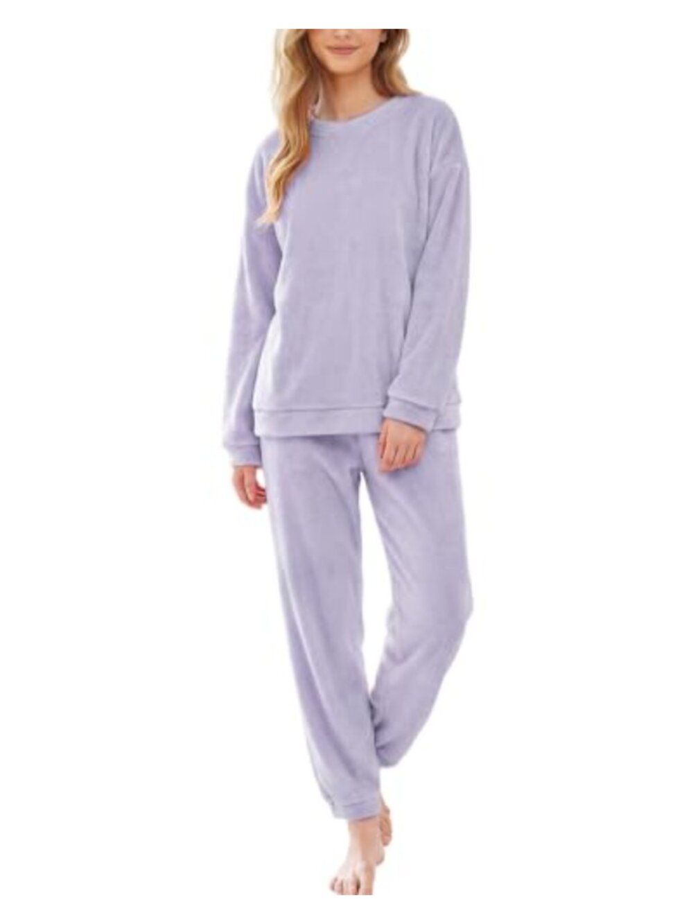 Fleece Pajama Set Soft Comfy Fluffy Plush Warm Loungewear Pullover Winter